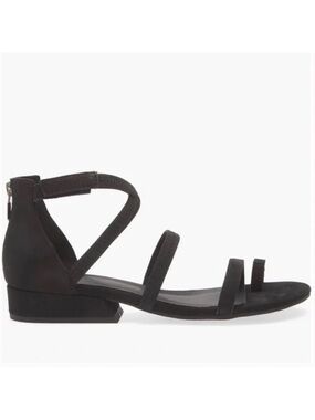 Eileen Fisher Emily Zip Sandals Black Minimalist Strappy Leather New!